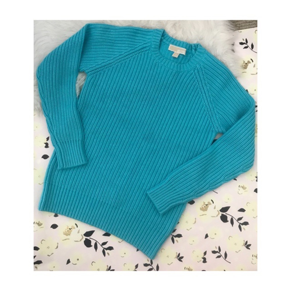 MICHAEL Michael Kors Blue Ribbed Crewneck Sweater